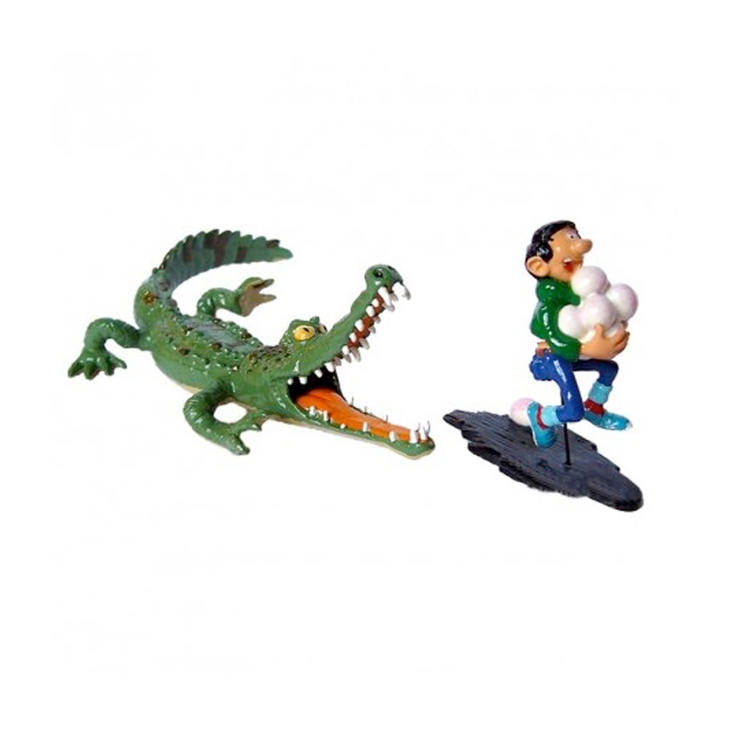Figurine métal Gaston - Gaston poursuivi par le crocodile (Pixi)