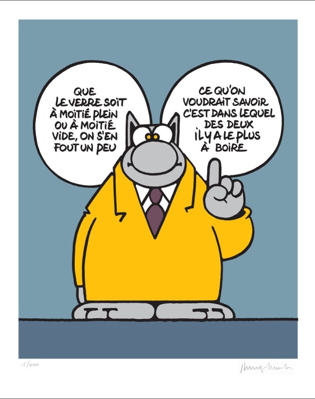 Geluck - Le Chat LE PLUS A BOIRE (Sérigraphie 50X40 N&S)