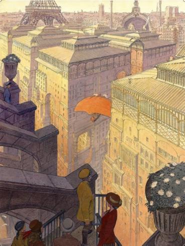 Poster Schuiten - Paris-Les Halles le jour 80x60