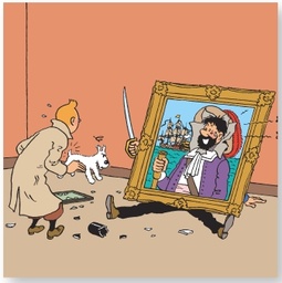 Toile Hergé Les aventures de Tintin T11 - Le secret de La Licorne - Haddock après le combat 37x37 550ex