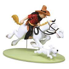 Tintin Figurine résine - T03 En Amérique N/B Colorisé - Tintin au galop HS02