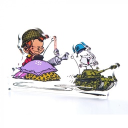 Plaque acrylique Le Petit Spirou et son char téléguidé