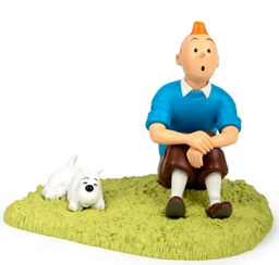 Figurine résine Tintin - Tintin assis dans l'herbe