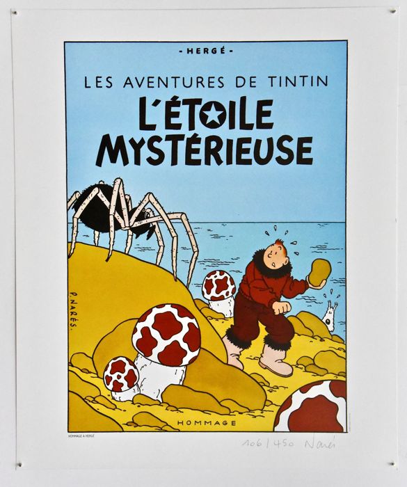 Poster hommage à Tintin - L'étoile mystérieuse (Narès)