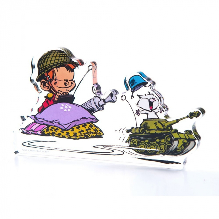 Plaque acrylique Le Petit Spirou et son char téléguidé