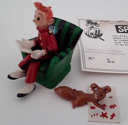 Figurine métal Spirou & Fantasio - Spirou assis dans son fauteuil et Spip (Pixi)