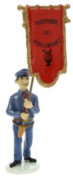 Tintin figurine métal - Carte de voeux 1972 - Porte drapeau fanfare de Moulinsart