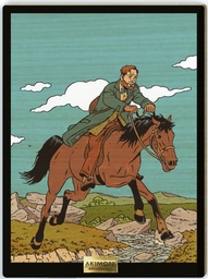 Tableau en bois Blake & Mortimer - T30 Signé Olrik - Mortimer cavalier expérimenté