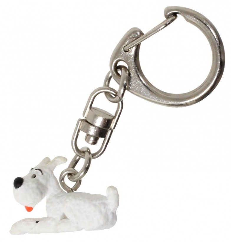 Figurine porte-clé PVC Tintin - Milou couché (3 cm)
