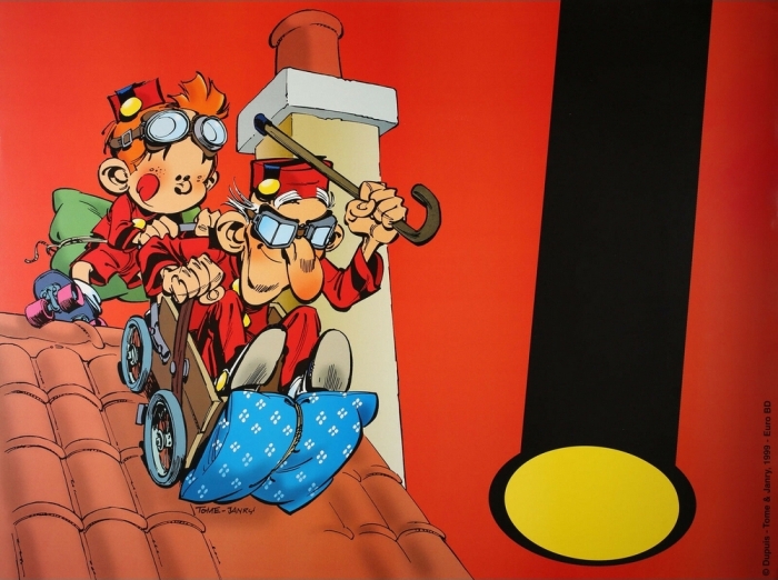 Poster Petit Spirou - Papy sur le toit