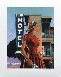 Estampe pigmentaire Miles Hyman Surf Motel - 50x40 90ex. N&S