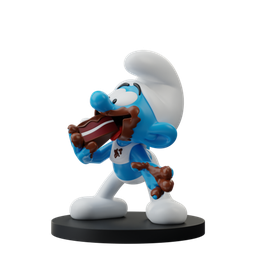 Figurine résine Les Schtroumpfs - Blue Resin - Le Schtroumpf gourmand mange du chocolat