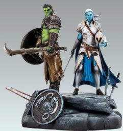 Figurine résine Mondes d'Aquilon - Elfes - Turuk ‘Bouclier’ & Lanawyn - Diorama des boucliers (Attakus)
